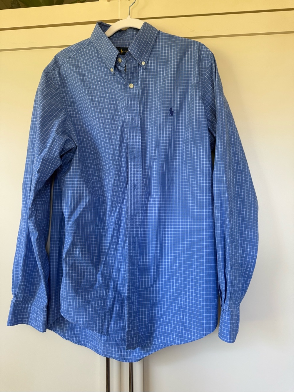 Ralph Lauren Men's Blue Windowpane Button-Down Shirt - L